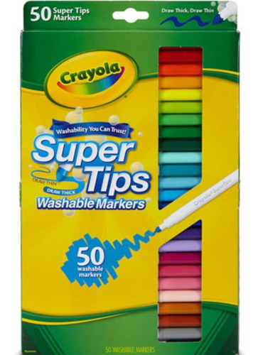 50 Marcadores Super Tips Lavables Lettering Delgados Crayola