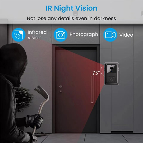 Campainhas Sem Fio Wifi Tuya Para Casa, Com Visão Noturna
