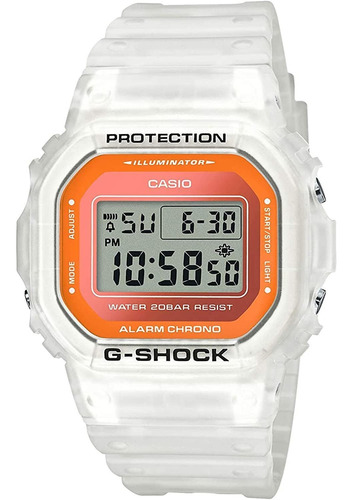 G-shock Dw5600ls-7 - Reloj Unisex Cuadrado Blanco Y Naranja 