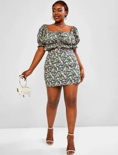 Set Conjunto Top + Falda Importado Zaful Floreado Plus Size