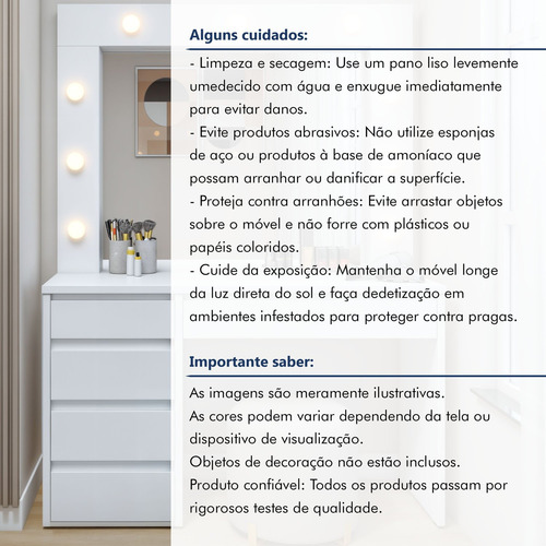 Penteadeira Camarim 100% Mdf 184 X 136cm Anne Wt