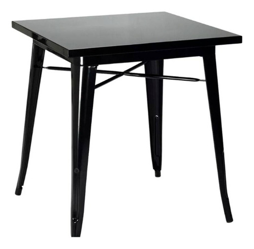 Mesa Tolix Negra Metal 80x80 Para Cafeteria O Rest