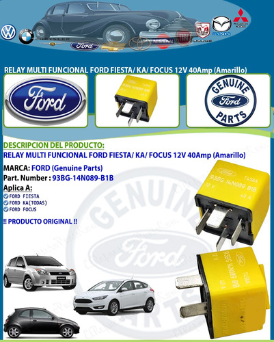 Rele Multi Funcion Ford Fiesta Ka Focus 12v 40amp Amarillo