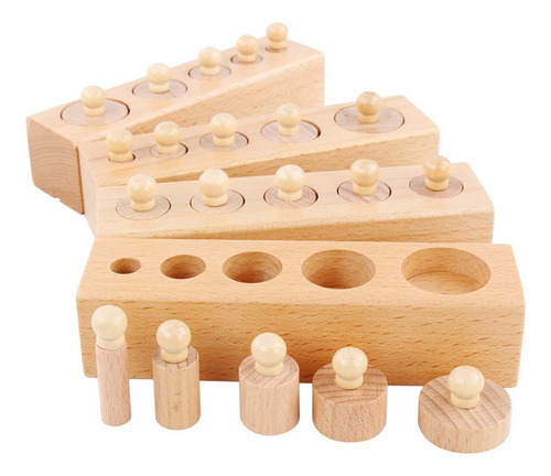Bloques De Cilindros De Troncos Con Perilla De Madera,