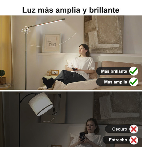 Gievuleo Lamparas De Pie Modernas Minimalista 127v 12w Brazo Flexible Tres Temperaturas De Color Brillo Ajuste Lampara Piso Moderna