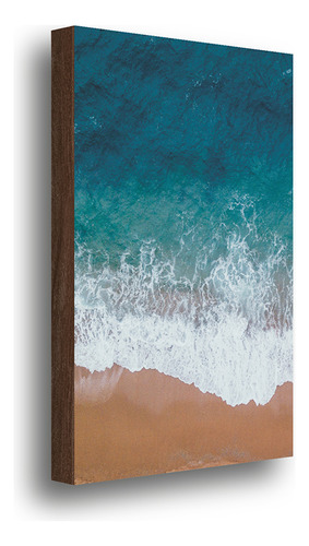 Quadro Decorativo Vista Praia Mar 40x60cm Cor Colorido Cor da armação Marrom-escuro