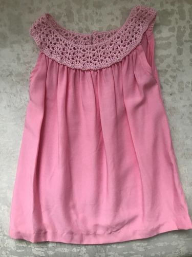 Vestido Bebe Rosado, Cuello Tejido