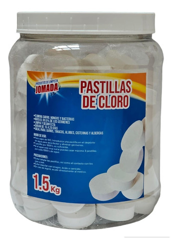 Cloro 1.5 Kg Pastilla Tricloro 1  Para Albercas, Wc, Aljiber