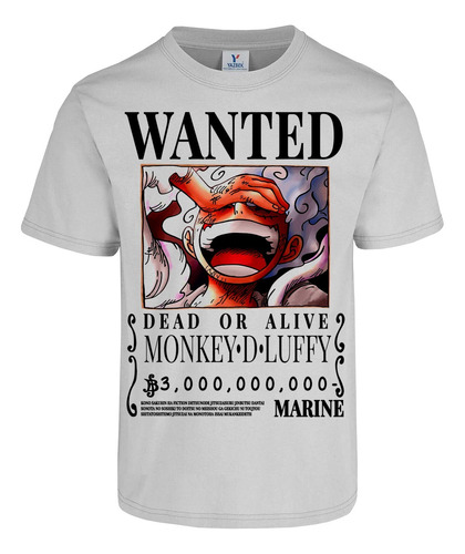 Playera Cartel Wanted Monkey D Luffy One Piece Nika Colores