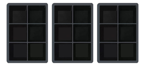 Pack 3 Cubeta De Hielo Silicona 6 Hielos Grandes Negro