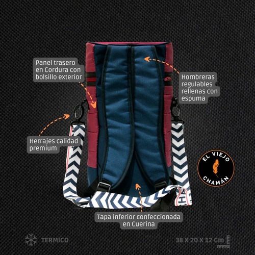 Bolso Matero Mochila Morral El Viejo Chaman Cusco Colores Color Bordo con Azul