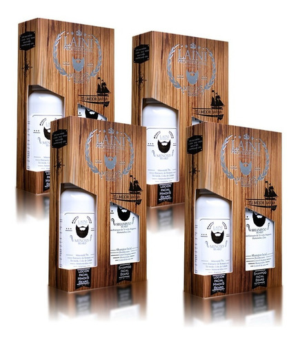 Imagen 1 de 5 de Laini X4kit Loción Bergamota Barba Bigote5% Y Champu Balsamo