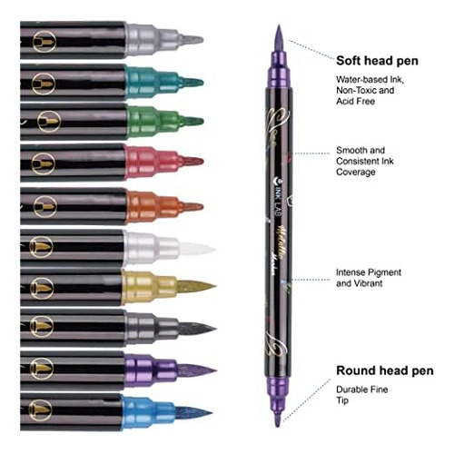 Ink Lab Rotuladores Metálicos De Doble Punta De 24 Colores M