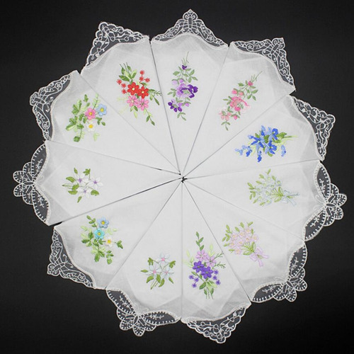 Pack De 5 Pañuelos De Algodón Para Mujer Bordados Con
