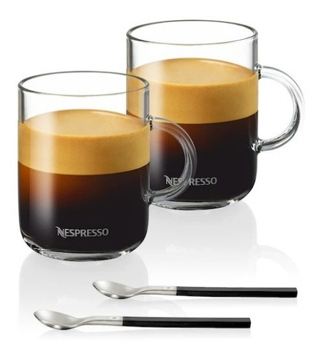 2 Tazas 2 Cuchara Originales Nespresso Café Vertuo Mug 390ml