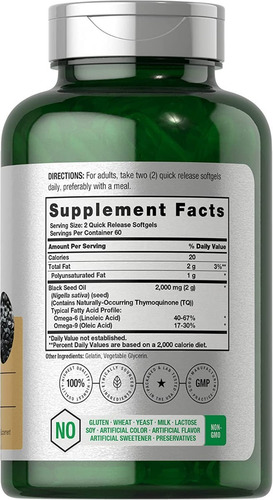 Aceite De Semilla Negra 2000 Mg Horbaach 120 Softgels