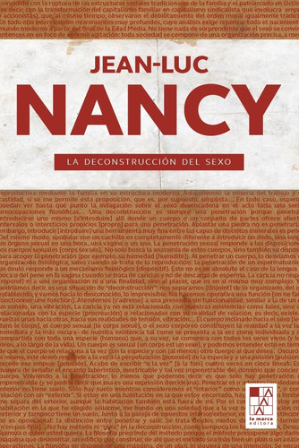 La Deconstruccion Del Sexo - Jean - Luc Nancy