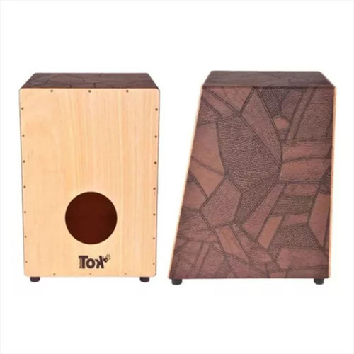 Cajón Acústico Couro Marrom Tampo Natural Profissional