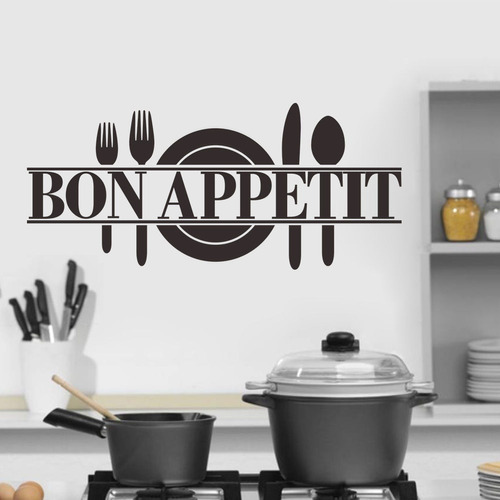 Vinilo Decorativo Bon Appetit Utensilio Pared Mas Diseños 4u