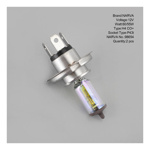 Lámpara De Coche Narva Contrast+ 98654 H4 Co+ 12v60/55w P43t