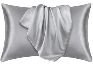 Funda Almohada Satin Tipo Seda Set X2 Unid Plateada