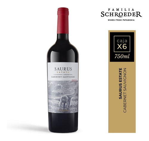 Vino Saurus Estate Cabernet Sauvignon Caja X6 Unidades