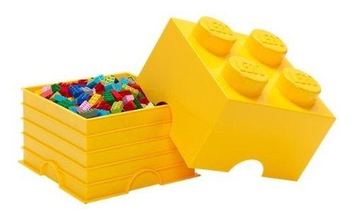 Lego Storage Caja Para Almacenar Forma Bloque Lego 2x2 Color Amarillo