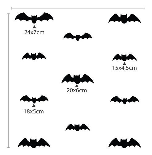 Adesivo Decoração Halloween Morcegos Porta E Parede 13un