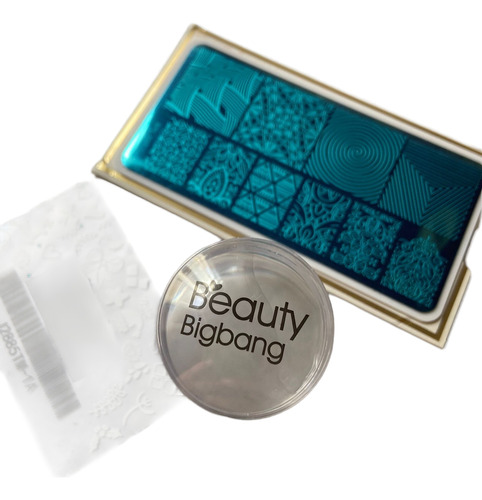 Placa Stamping Grande + Estampador Y Raspador Uñas