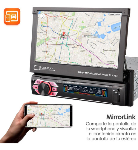 Imagen 2 de 5 de Autoestereo Vak 1703 Motorizado Mp5 Bluetooth Usb Mirrorlink