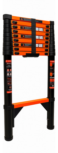 Escalera 3.9 Mt Telescópica 10 Escalones Liviana Compacta Negro