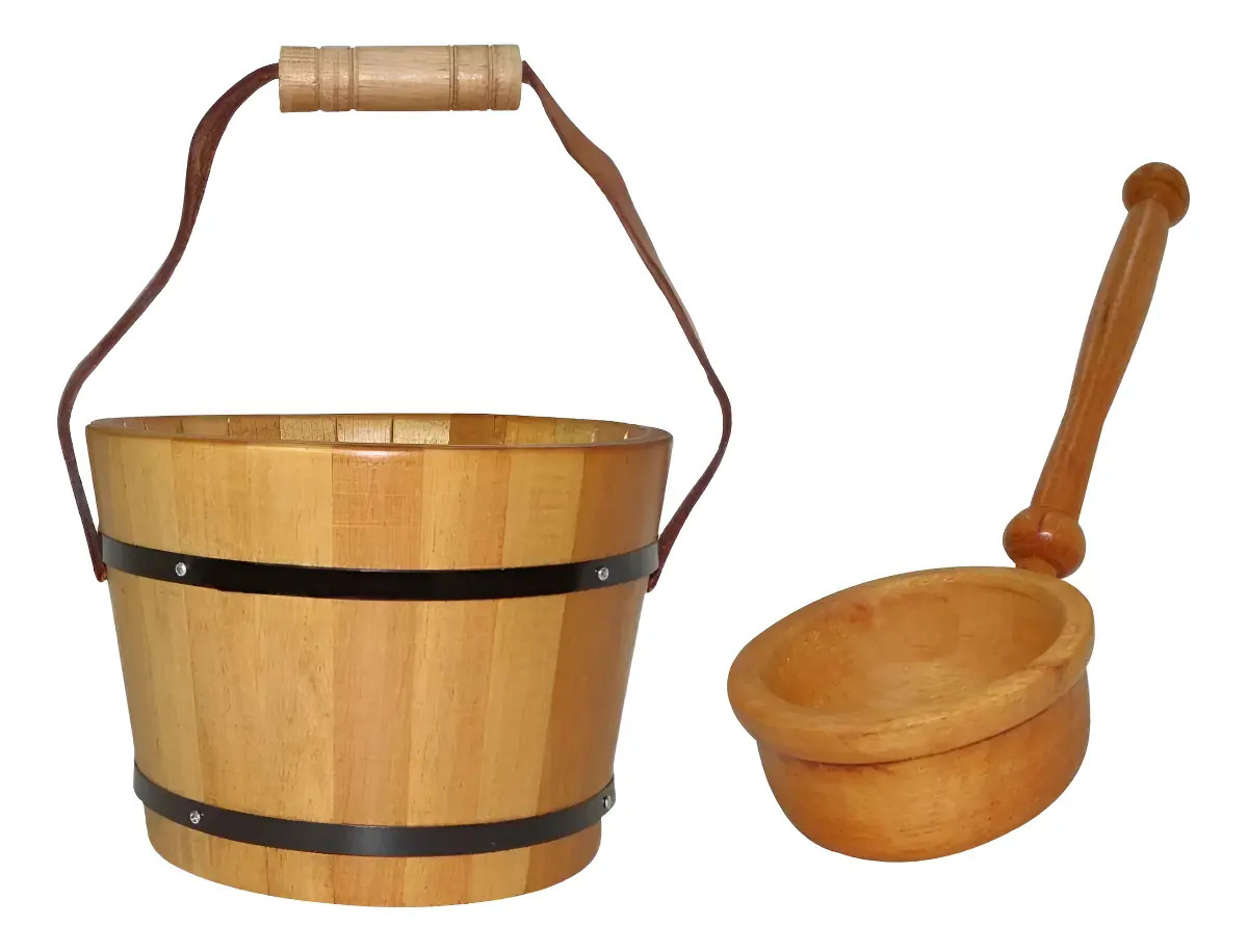 Kit Com Balde E Concha Para Sauna Seca