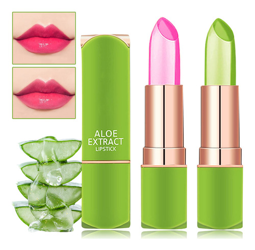 2 Lapices Labiales De Cristal De Gelatina De Aloe Vera, Temp