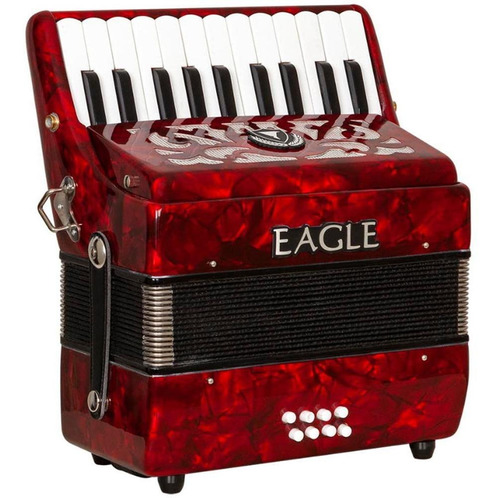 Acordeon Eagle Ega 8b Prd Vermelho Perolizado 8 Baixos Cor Pearl Red (PRD)