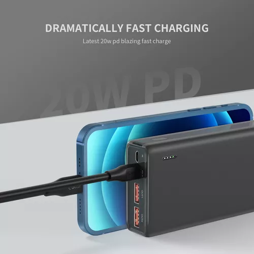 Power Bank 20000mah Pd 20w Qc 22.5w 3 Puertos Negro Esoulk