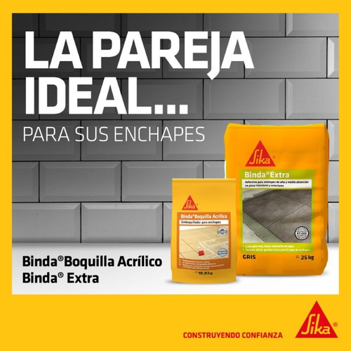 Sika Binda Boquilla Acrílico Mortero Impermeable Blanco 10kg
