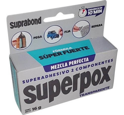 Adhesivo Soldadura Plastica Epoxi Pasta Superpox 10.min Gris