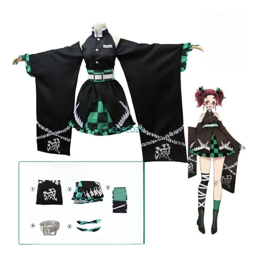 Vestido Femenino Tanjiro Kamadou Anime Demon Slayer Kimetsu 