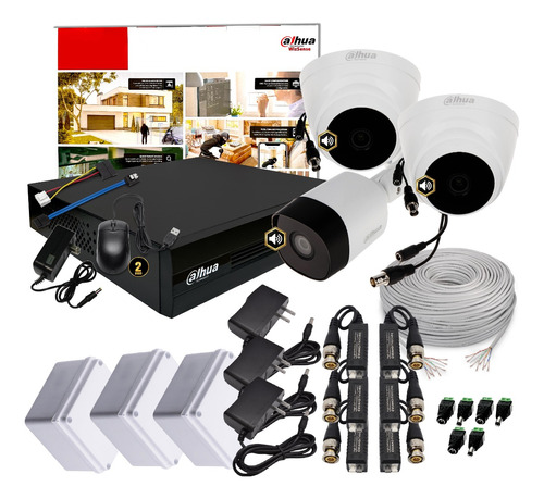 Cámaras De Seguridad Cctv Kit 4 Ch Dahua 1080p + 3 Cám Audio