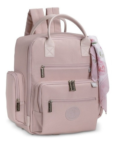 Masterbag mochila maternidade para bebê com trocador urban flora rosê com bolso térmico resistente a água cor rosa