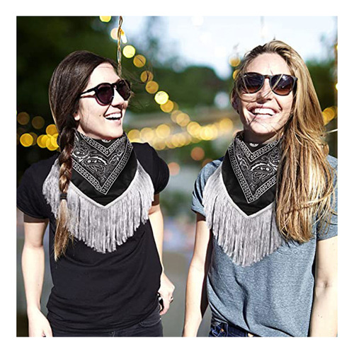 Bandanas De Estilo Vaquero Con Borlas, Moda Disco, Vaquera,
