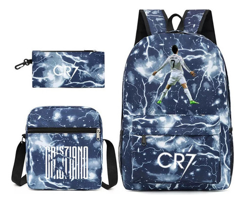 Mochila De Fútbol Blue Lightning Cr7, Vista Trasera, 3 Unida