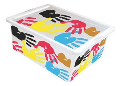 Caja Organizadora 17l Con Diseño Manos H Y T Color Transparente