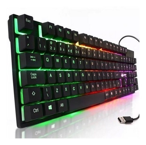 Teclado Semi Mecânico Gamer Led Usb Abnt2 Iluminado