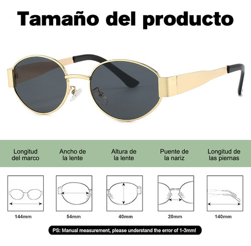 Gafas Sol De Metal Ovaladas De Diseño Retro Estilo Moderno