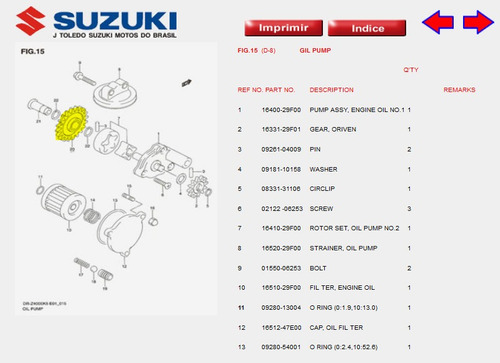 Imagem 6 de 6 de Engrenagem Bomba Óleo Suzuki Drz 400 Todas 1632129f00