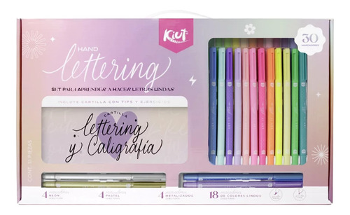 Kit Lettering Kiut Marc. Punta Pincel X 30 + Cartilla Norma