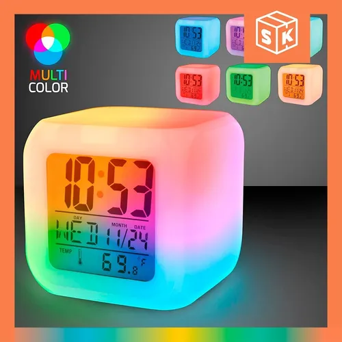 Reloj Despertador Luz Led Rgb Pantalla Alarma Temperatura