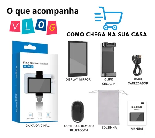 Monitor Celular Câmera Traseira Kingma Selfie Screen Vlog