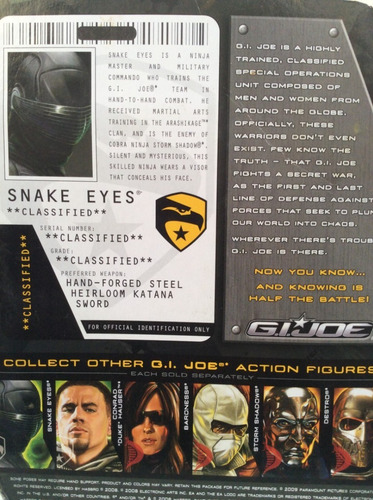 Gijoe The Rise Of Cobra - Snake Eyes - Ninja Commando (Usado)